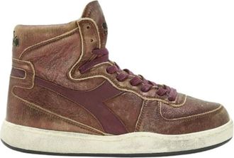 Diadora Metallic Leren High-Top Sneakers - Dames - Sneakers - Bruin - 36 EU - Leer - Schoenen