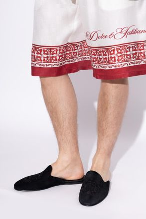 Dolce & Gabbana Suede Slides, Mens, Black