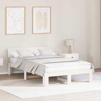 vidaXL Vidaxl - Marco De Cama Con Cabecero Blanco 120x190 Cm Madera Maciza De Pino
