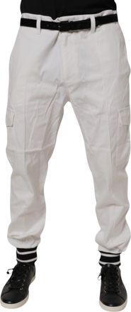 Dolce & Gabbana White Cotton Jogger Cargo Skinny Mens Pants (Pre-Owned)