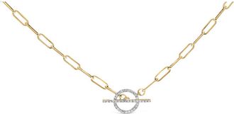 House of Brilliance 14KT Yellow Gold 1/4 Cttw Diamond Toggle Clasp Paperclip Link Necklace at Nordstrom