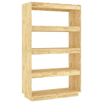 Berkfield Home Book Cabinet/Room Divider 80x35x135 cm Solid Pinewood in Light Tan | Size: 80 x 35 x 135 cm