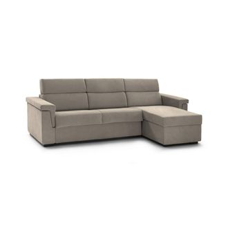 Dmora Sof&aacute; Cama Con Chaise Longue Ganzaria, Desenfundable, Con Almacenaje Hecho En Italia, Hidr&oacute;fugo, Convertible En Cama, 285x160 Cm Gris Topo