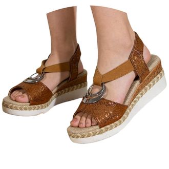 Generic Ladies Sandals Wedge Sandals for Women Espadrilles Orthopedic Platform Wedge Summer Shoes with Arch Support for Women Open Toe Ankle Strap Wide Fit Be