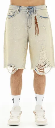 Cult of Individuality Grunge Rhinestone Denim Shorts in Antique at Nordstrom, Size 38