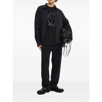 VETEMENTS Logo-Embroidered Cotton T-Shirt - Black