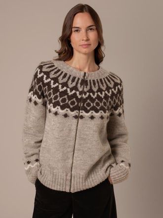 Celtic & Co. Brit Wool Chevron Yoke Cardi in Oatmeal at Nordstrom, Size X-Large
