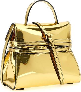 Moschino Womens Tie Me Top Handle Bag Gold Polyurethane Polyester