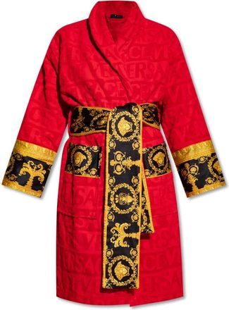 Versace Badjas met logo - Dames - Badjassen - Rood - M - Katoen - Nachtkleding