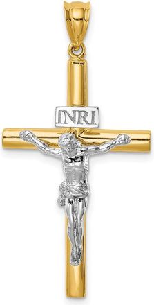 Diamond2Deal 14k Two-tone Gold Polished INRI Crucifix Cross Pendant