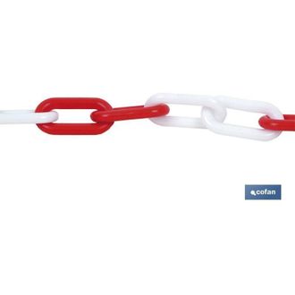 cofan Cadena De Pl&aacute;stico 8mm 30 Mts (rojo/blanco), Cadena De Polipropileno En Color Rojo Y Blanco, Apta Para Diversas Aplicaciones, Como Control De Multitud