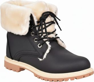Generic New White Women Combat Flat Grip Sole Fur Lined Ankle Boots Shoes UK Sizes 3-8 (Black, UK 5, UK Footwear Size System, Adult, Women, Numeric, Medium, 5