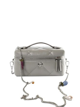Tory Burch Kira quilted embellished-chain cross-body bag - Grey