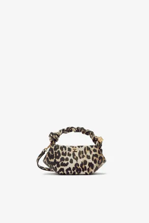 Ganni Brown Leopard Grained Mini Bou Bag