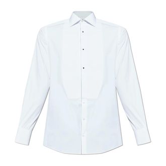 Dolce & Gabbana Rokend overhemd - Heren - Zakelijke Overhemden - Wit - XL - Leer - Overhemden