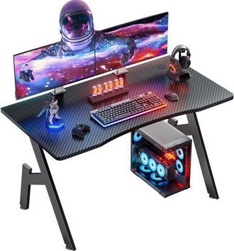OEM Hlonone 100 X 50 Cm Escritorio Gaming, Escritorio Inform&aacute;tico Ergon&oacute;mico, Mesa De Ordenador Con Superficie De Fibra De Carbono, Negro