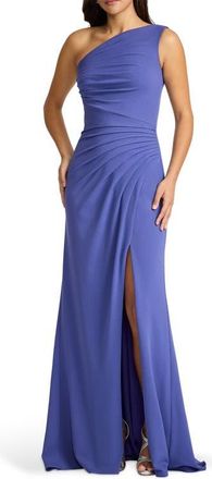 Tadashi Shoji Pleated One-Shoulder Crepe Gown in Violet at Nordstrom, Size X-Small