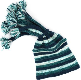 Loud Elephant Hand Knitted Beanie Fountain Tassel Hat - SD Teal