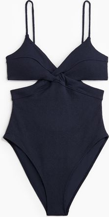 H&M Badeanzug mit Cut-outs und wattierten Cups - Blue