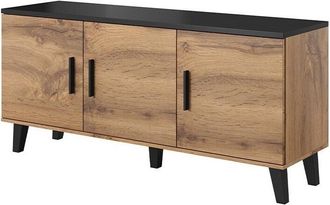 Mirjan24 Mobilier1 - Mueble Tv Larfloi 106, Roble Wotan + Negro, N&uacute;mero De Puertas: 0, N&uacute;mero De Cajones: 0, 150x69x45cm