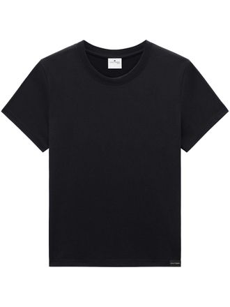 Courr&egrave;ges Short-Sleeved Black T-Shirt In Silk-Nylon Blend