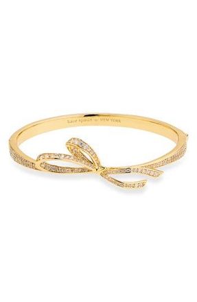 Kate Spade Saturday all tied up pav&eacute; bangle bracelet in Clear/Gold at Nordstrom Rack