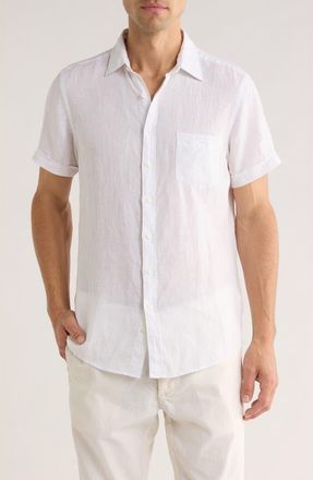 Rodd & Gunn Grey Lynn Linen Short Sleeve Button-Up Shirt in Snow at Nordstrom Rack, Size Xx-Large
