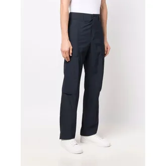 Ferragamo Multi-Pocket Seersucker Cargo Pants - Navy