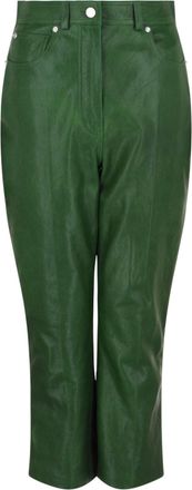 Ferragamo Cropped Leather Straight-Leg Pants