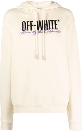 Off-white Big Logo Opposite-print hoodie - women - Cotton - M - Neutrals