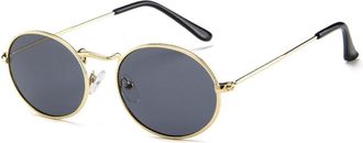 Generic Small Frame Mens Metal Sport Driving Womens Sunglasses(Gold)