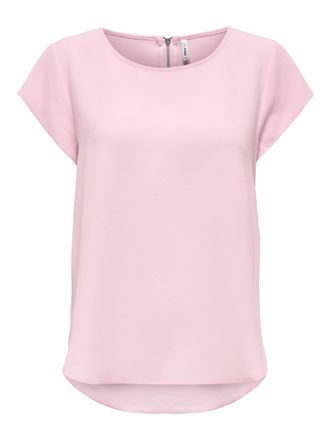 Only Kurzarmbluse ONLY ONLVIC - feminines Blusenshirt in lockerer Form, Damen, Gr. 34, roseate spoonbill, Web, Obermaterial: 97% Polyester, 3% Elasthan, un