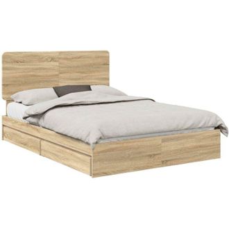 vidaXL Cama Con Almacenamiento Con Cabecera Roble Sonoma 140 X 190 Cm Vidaxl