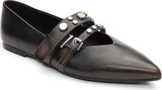 Ash Britnie Pointed Toe Flat in Black Distressed at Nordstrom, Size 11Us