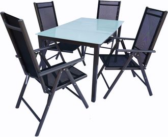 ebuy24 Vcm 5 Pcs Conjunto De Muebles De Jard&iacute;n Grupo De Asientos Grupo De Comedor 1x Mesa, 4x Sillas Mesa Dimensiones Aprox. Al. 76 X An. 140 X P. 80 Cm Sill