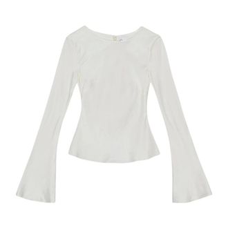 Ganni Dames, Blouses & Shirts, Beige, Maat: XS Satijn