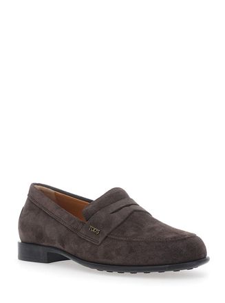 Tod's Womens Loafers Brown Suede Sheep Leather