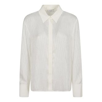 PESERICO Peserico, Shirts, female, White, Size: S Camicia jacquard fil coup&egrave; con dettagli in crepe de chine