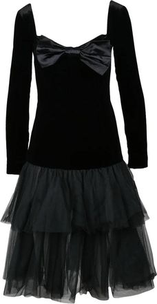Alessandra Rich Velvet and Tulle Dress - Black