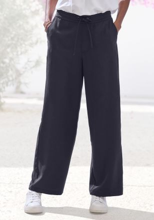 Lascana Schlupfhose LASCANA, Damen, Gr. 34, N-Gr, blau, Web, Obermaterial: 100% Lyocell, unifarben, figurumspielend lang, Hosen Schlupfhose, mit Bindeband, Pa