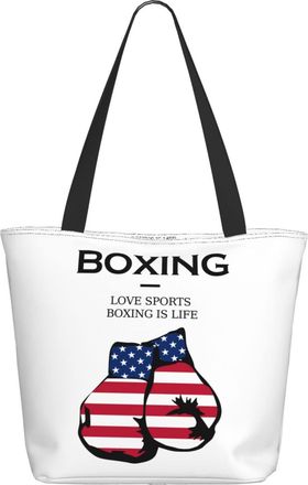 AOOEDM American Flag And Boxing Is Life Ladies Shopping Bag 13x11x7in.The Perfect ValentineS Day Gift.It Is The Best ValentineS Day Gift For Mom, Daughter, W