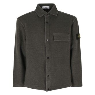 Stone Island Comfortabele Overshirt met Drukknopen en Borstzak - Heren - Jassen - Groen - Maat: L Wol
