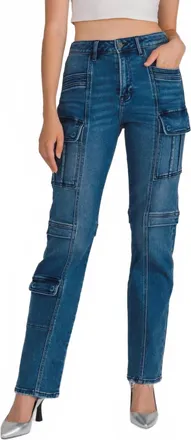 Hidden Jeans Straight Leg Cargo Pants In Blue