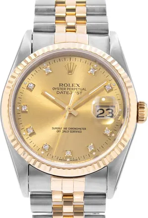 Rolex Pre-owned Rolex Datejust 36 Automatic Chronometer Diamond Champagne Dial Mens Watch 16233 CDJ
