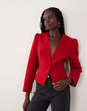 Miss Selfridge blazer sfiancato in rosso ciliegia