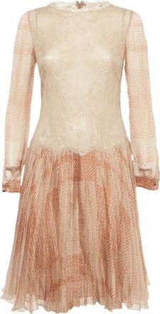 Valentino Geplooide jurk met kant - Beige