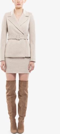 Saiid Kobeisy Ivory Tailored Jacket with Matching Wide Belt