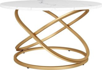 Vicco Mesa De Centro Calgary, Blanco/oro, 79.5 X 62 Cm Con Amplia Superficie De Trabajo