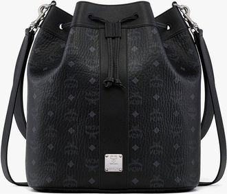 MCM Large Dessau Drawstring Bag in Visetos in Black at Nordstrom