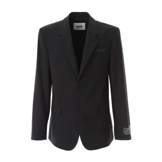 Msgm Blazers, male, Black, Size: M Classic Jacket